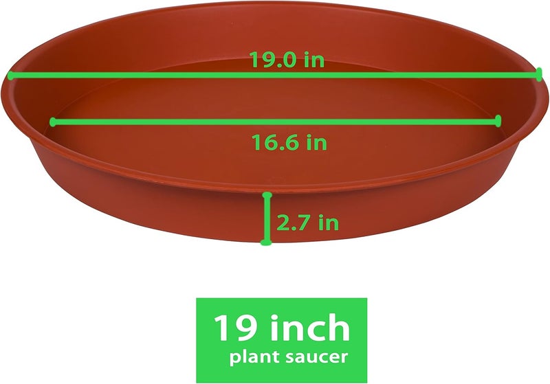 Bleuhome 2 Pack of 18 19 inch Plant Saucer Tray (16.5 inch Base), 2.7" Depth, Heavy Duty Plastic Saucer 19" Round, Plant Tray for Pots, Flower Plant Saucers for Indoors (19 inch, Terracotta) - Image 2